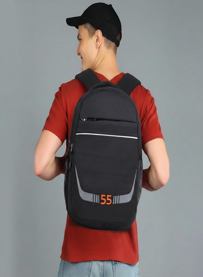 Half Moon 30L Casual Backpack | Reflective School Bag for Boys & Girls | Lightweight Tuition Daypack for Man & Woman | Water Resistant Bagpacker Bags (Black) - Image 2