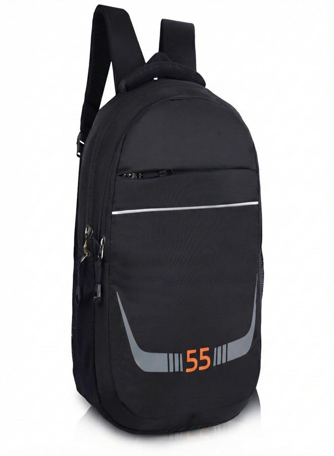 Half Moon 30L Casual Backpack | Reflective School Bag for Boys & Girls | Lightweight Tuition Daypack for Man & Woman | Water Resistant Bagpacker Bags (Black) - Image 1