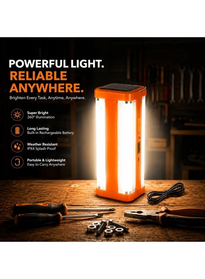 AKOVA 360° Ultra Bright Illumination | Built-In Solar Panel | Adjustable Brightness | 2400mAh Rechargeable Battery | Emergency, Camping & Workshop Light - Image 5