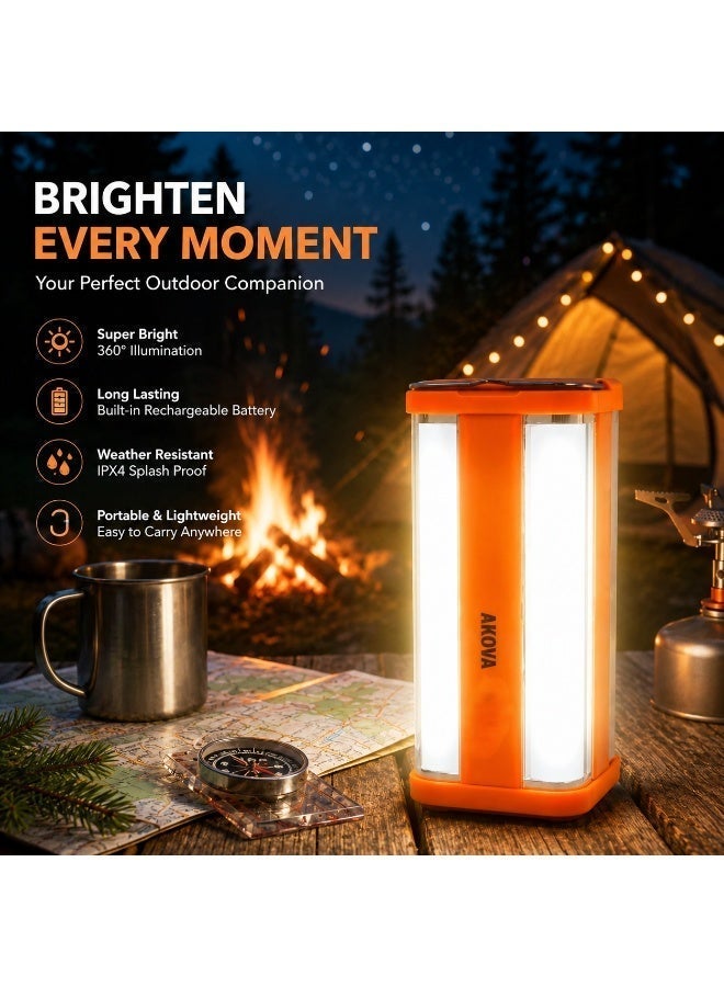 AKOVA 360° Ultra Bright Illumination | Built-In Solar Panel | Adjustable Brightness | 2400mAh Rechargeable Battery | Emergency, Camping & Workshop Light - Image 1