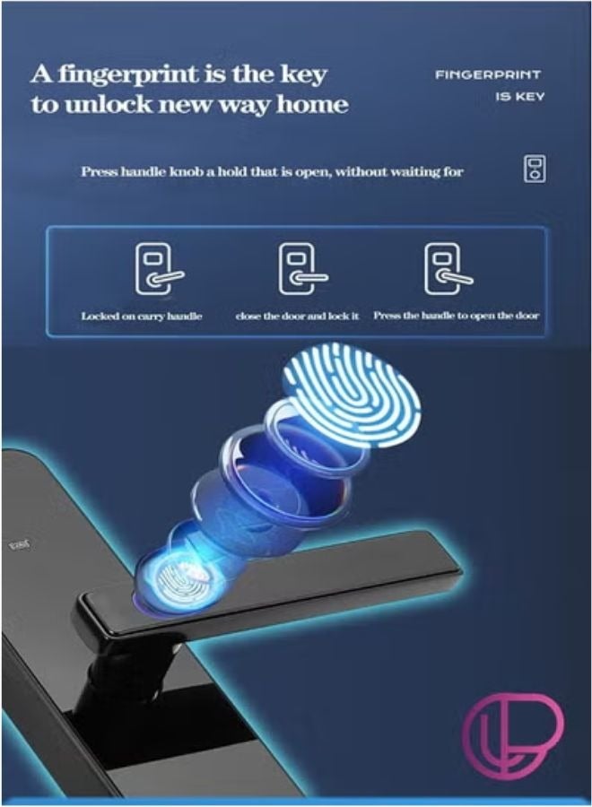 Smart stainless steel door lock with fingerprint, keyless entry, and Tuya app control.(black)  - Image 4