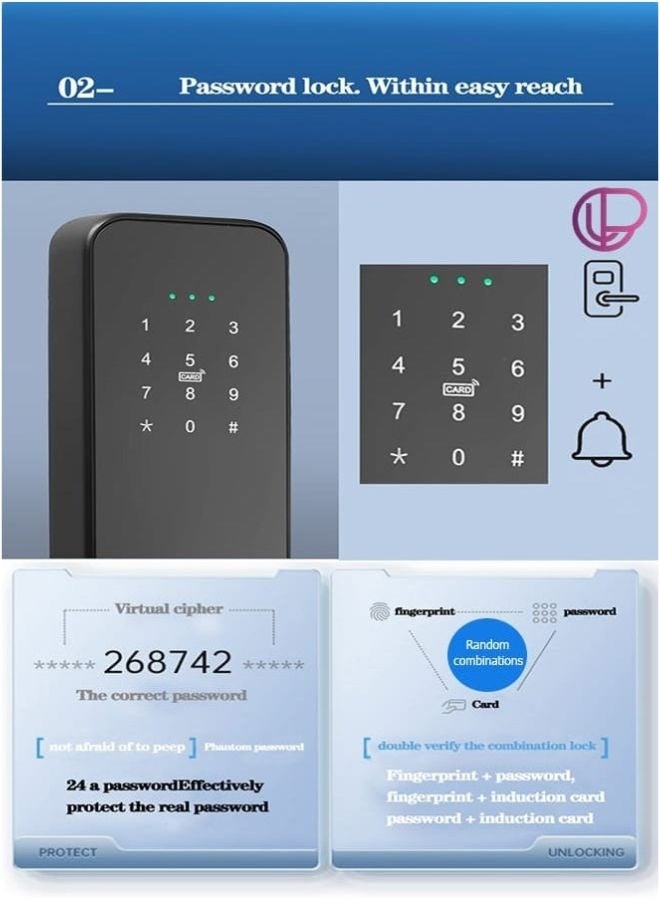 Smart stainless steel door lock with fingerprint, keyless entry, and Tuya app control.(black)  - Image 5