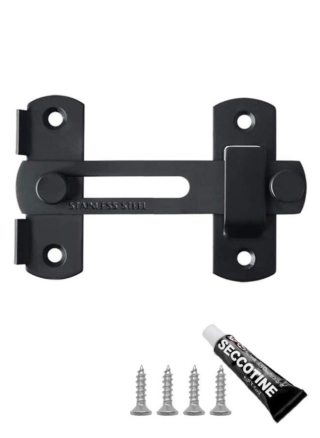 HY Flip Latch Lock,Heavy Duty Stainless Steel Bar Latch,Safety Door Bolt Latch Lock for Home Window Door Cabinet Furniture Pet Gate,Black  - Image 1