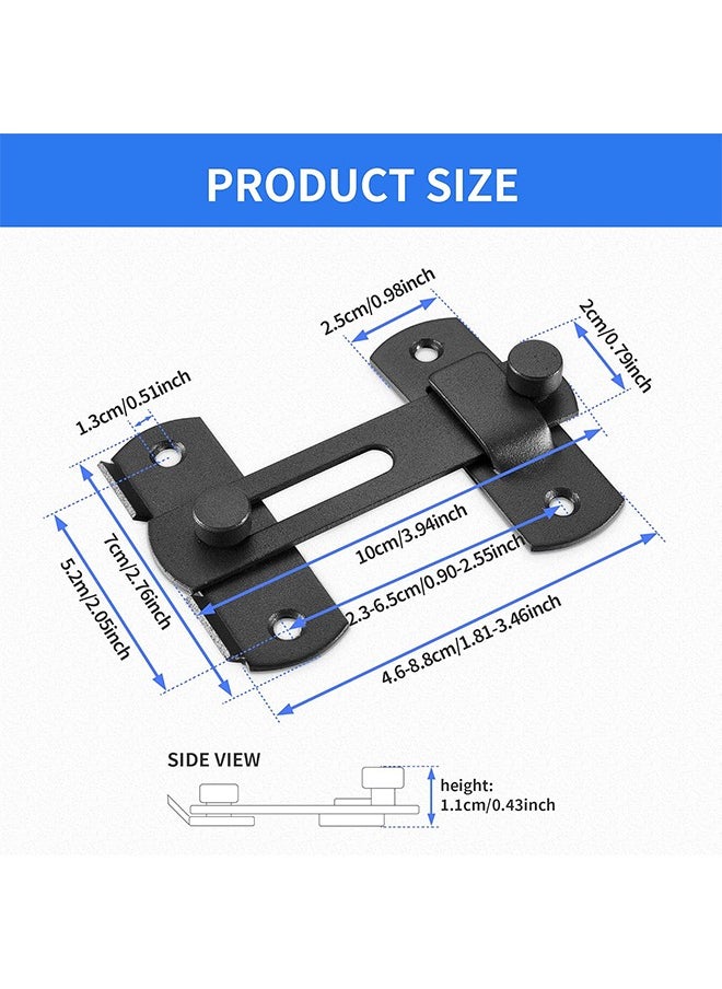 HY Flip Latch Lock,Heavy Duty Stainless Steel Bar Latch,Safety Door Bolt Latch Lock for Home Window Door Cabinet Furniture Pet Gate,Black  - Image 3