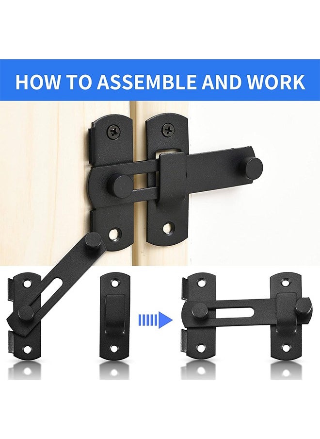 HY Flip Latch Lock,Heavy Duty Stainless Steel Bar Latch,Safety Door Bolt Latch Lock for Home Window Door Cabinet Furniture Pet Gate,Black  - Image 4