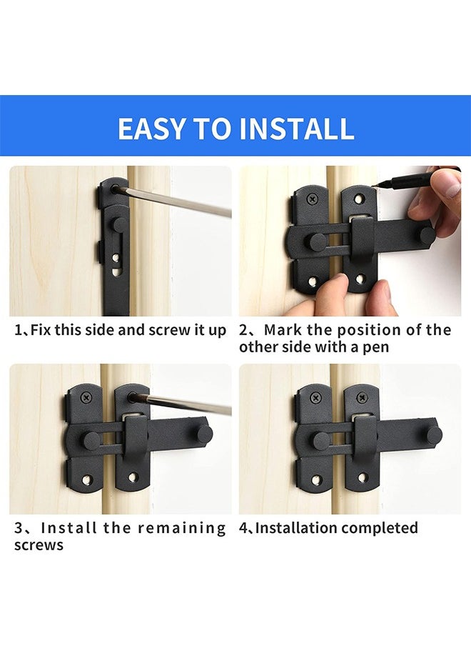 HY Flip Latch Lock,Heavy Duty Stainless Steel Bar Latch,Safety Door Bolt Latch Lock for Home Window Door Cabinet Furniture Pet Gate,Black  - Image 5
