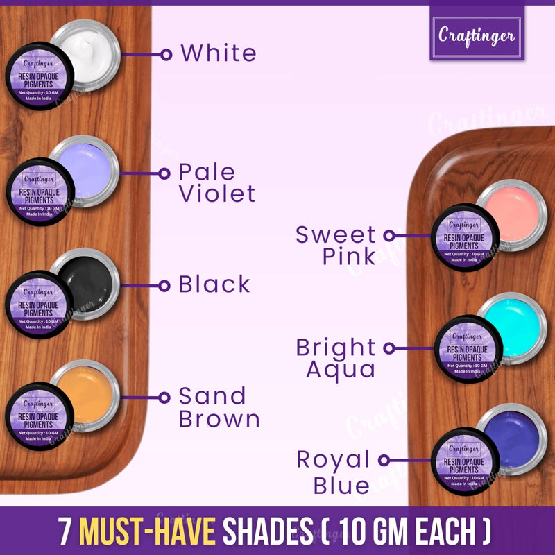 Craftinger Resin Opaque Pigment Set - 7 Must-Have Shades (10g Each) Color Pigments for Epoxy Resin, Art & Craft | Non-Toxic, Vibrant & Easy to Use - Image 3