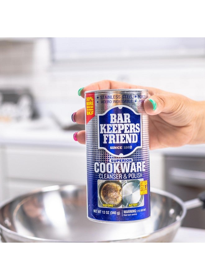 Bar Keepers Friend Bar Keepers Friend Cookware Cleanser & Polish (2 x 12 oz) Stainless Steel Cleaner & Degreaser for Pots, Pans, Bakeware & Grills - Removes Sticky Residue, Rust Stains & Lime Deposits - Image 5