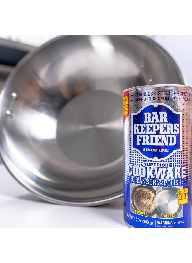 Bar Keepers Friend Bar Keepers Friend Cookware Cleanser & Polish (2 x 12 oz) Stainless Steel Cleaner & Degreaser for Pots, Pans, Bakeware & Grills - Removes Sticky Residue, Rust Stains & Lime Deposits - Image 4