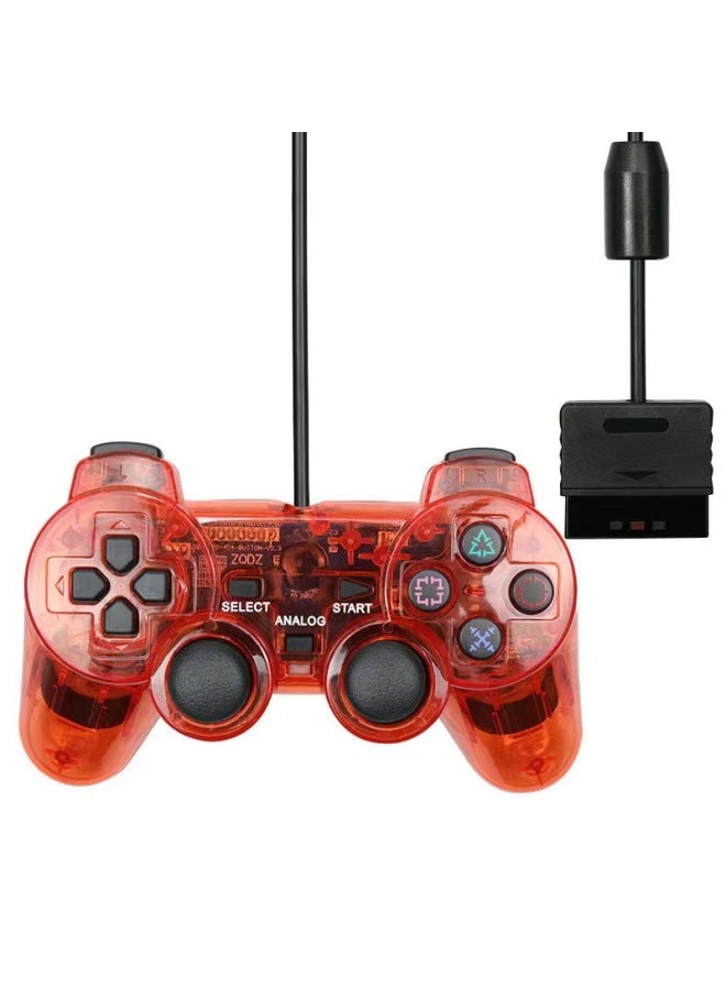 Source PS2 Handle Ps2 Wired Gamepad Dual Vibration Transparent Color P2 Snowflake Handle-Product Color:Transparent Blue (bare Metal) - Image 4