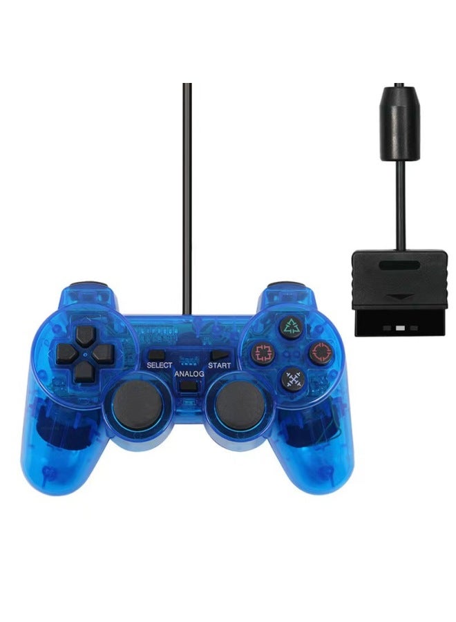 Source PS2 Handle Ps2 Wired Gamepad Dual Vibration Transparent Color P2 Snowflake Handle-Product Color:Transparent Blue (bare Metal) - Image 5
