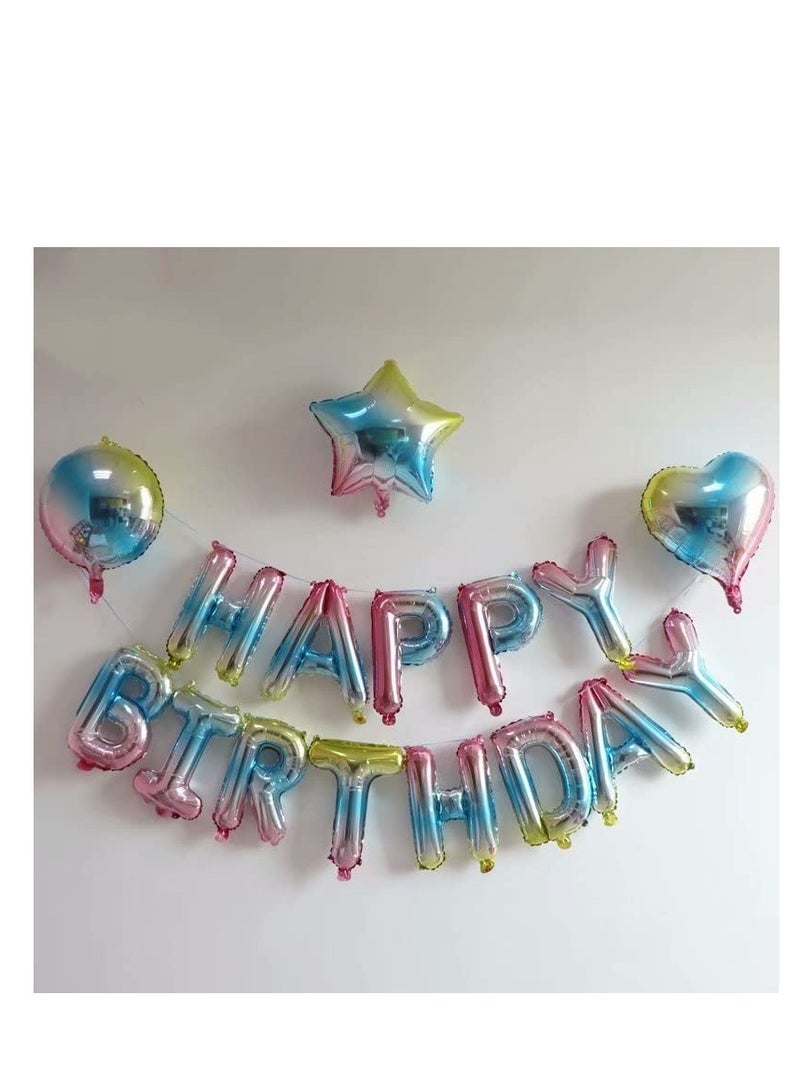MARKQ Gradient Radiant Happy Birthday Balloon Banner [16 Inch] - Mylar Foil Birthday Letter Sign for Kids and Adults Party  - Image 3