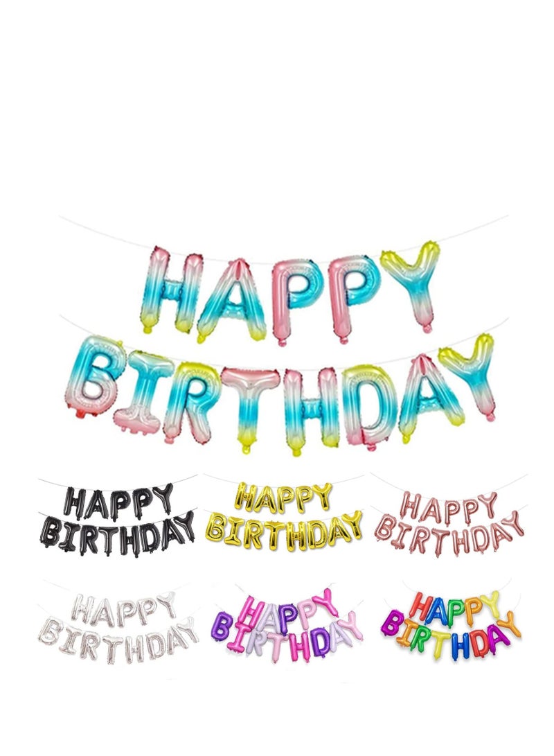 MARKQ Gradient Radiant Happy Birthday Balloon Banner [16 Inch] - Mylar Foil Birthday Letter Sign for Kids and Adults Party  - Image 1