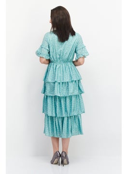 In the style Women Floral Printed Midi Dress, Green  - Image 3