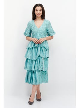 In the style Women Floral Printed Midi Dress, Green  - Image 1