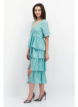 In the style Women Floral Printed Midi Dress, Green  - Image 2