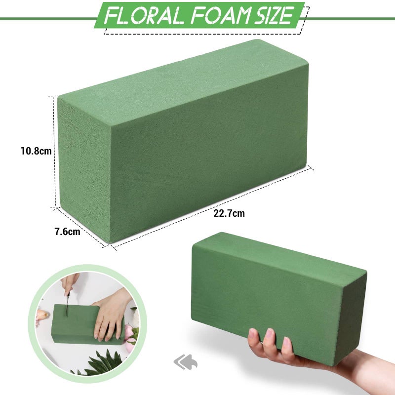 Audab 6 Pcs Floral Foam Blocks for Flower Arrangement (Larger Size 9â€ Lx4.3â€ Wx3â€ H) Wet and Dry Green Floral Foam for Wedding, Birthdays, Home Decorations - Image 3