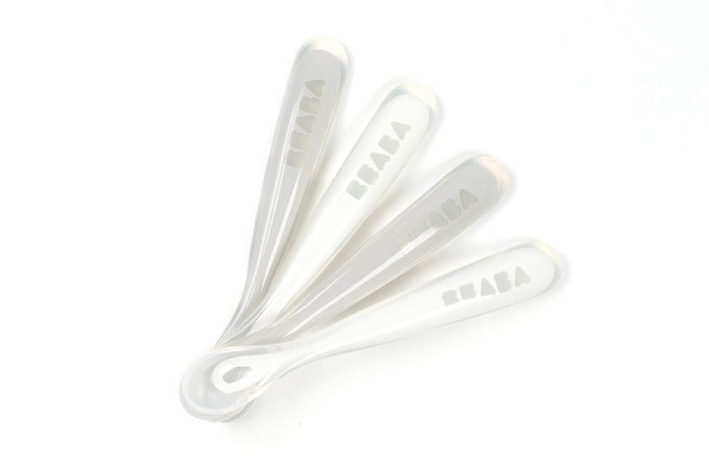 Baba BEABA First Stage Baby Feeding Spoon Set, THE ORIGINAL Soft Tip Silicone Spoons for Babies, Gum Friendly BPA Lead Phthalate and Plastic Free, Great Gift Set (4 Pack), Cloud - Image 1