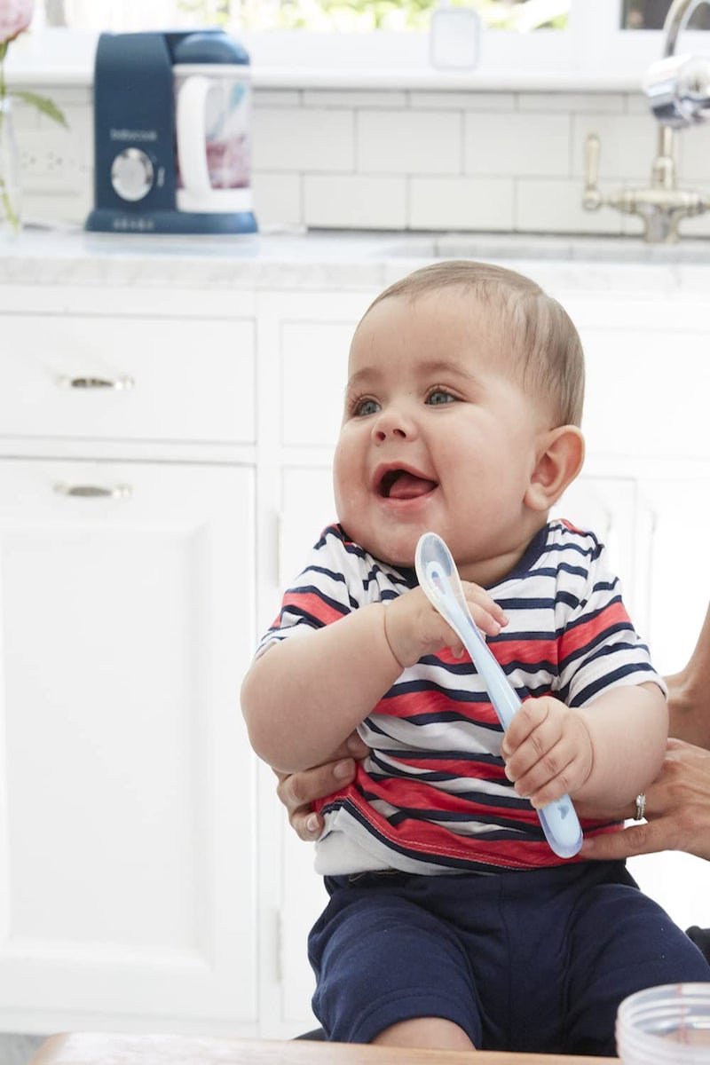 Baba BEABA First Stage Baby Feeding Spoon Set, THE ORIGINAL Soft Tip Silicone Spoons for Babies, Gum Friendly BPA Lead Phthalate and Plastic Free, Great Gift Set (4 Pack), Cloud - Image 3