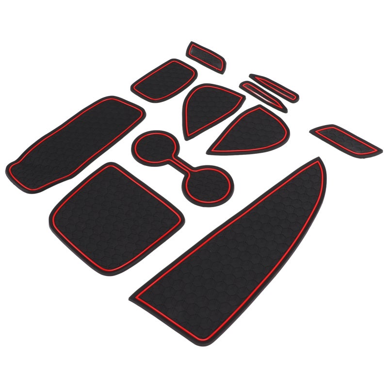 Center Console Liners 11pcs Black + Red Premium PVC Anti Slip Mats - Wear Resistant Odorless Car Interior Mats for Yaris 2020‑2021 - Image 2