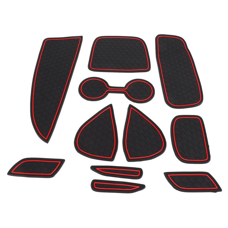 Center Console Liners 11pcs Black + Red Premium PVC Anti Slip Mats - Wear Resistant Odorless Car Interior Mats for Yaris 2020‑2021 - Image 1