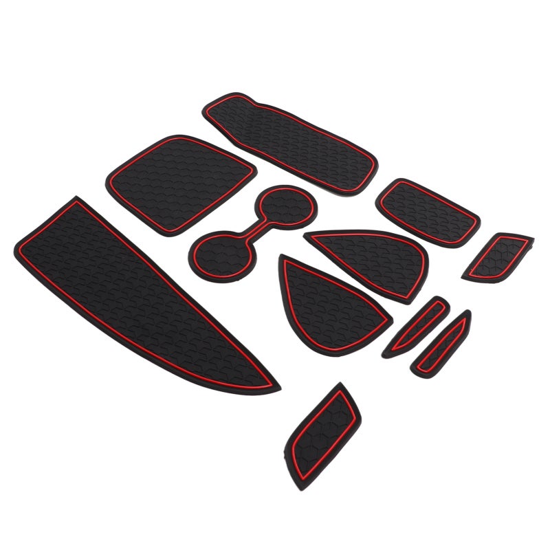 Center Console Liners 11pcs Black + Red Premium PVC Anti Slip Mats - Wear Resistant Odorless Car Interior Mats for Yaris 2020‑2021 - Image 5