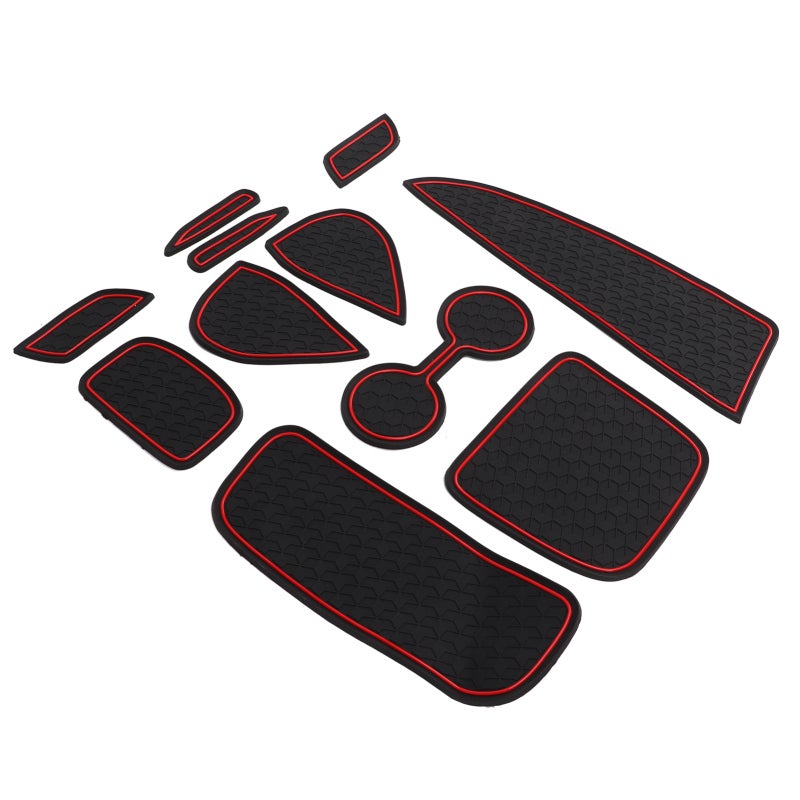 Center Console Liners 11pcs Black + Red Premium PVC Anti Slip Mats - Wear Resistant Odorless Car Interior Mats for Yaris 2020‑2021 - Image 4