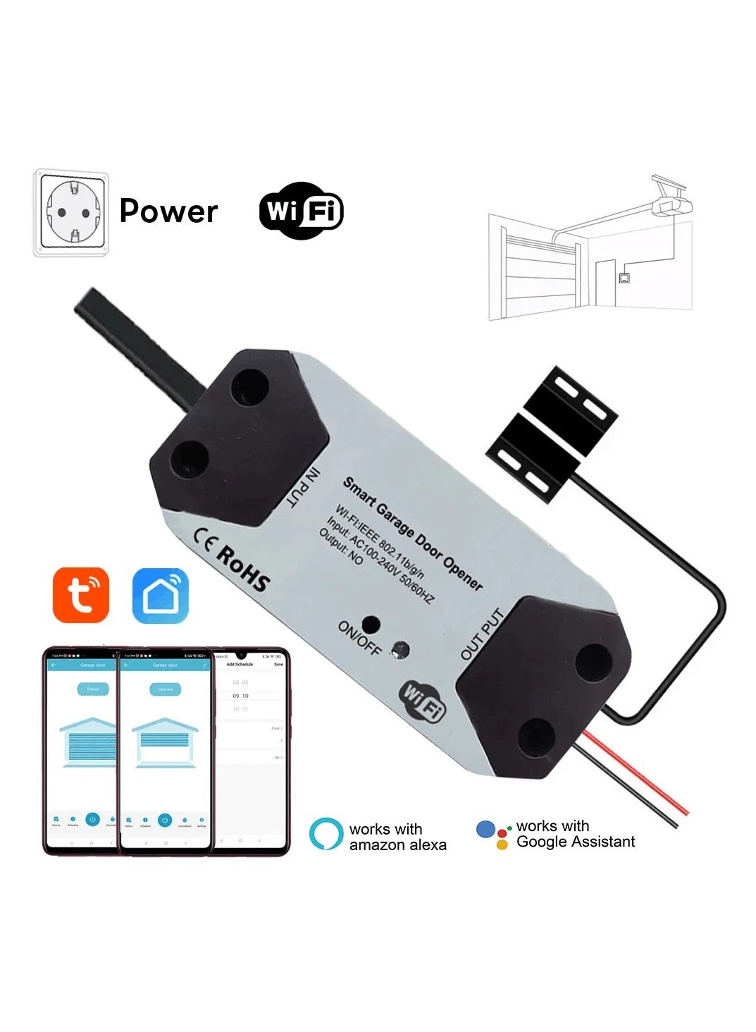WiFi intelligent switch,garage door opener controller Garage Door Switch Controller Remote Control Graffiti Voice Control works with echo Google home smartlife Tuya application control without hub