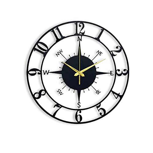 AVVIC MART Material Metal Wall Clock Big Size Wall Clock Modern Clocks for Living Room Stylish Wall Clocks for Home Decoration Designer Wall Clock Black DA-121 (60CM) - Image 1