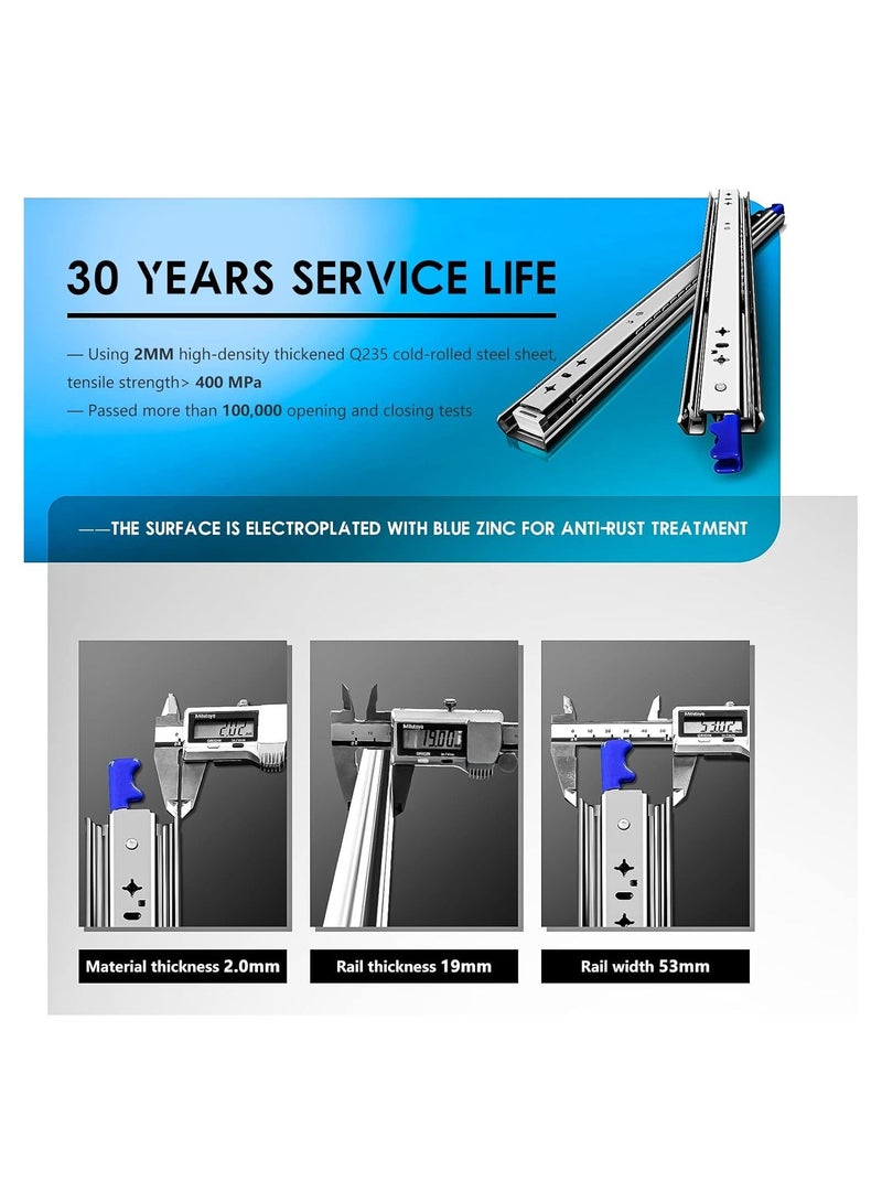 1 Pair Heavy Duty Drawer Runners with Lock 120KG Load Capacity Locking Drawer Slide Industrial Strong Full Extension Draw Runner Ball Bearing Shelf Guide Rail Side Mount for Siding Out Storage - Image 5