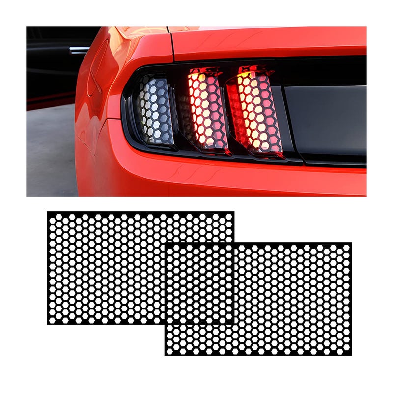 Generic AICEL 2PCS Car Rear Tail Light Lamp Stickers, Carbon Fiber Honeycomb Decorative Decal, Universal Glossy Auto DIY Self Adhesive Tint Film Sheet for Rear Tail Light Headlight Taillight  - Image 1