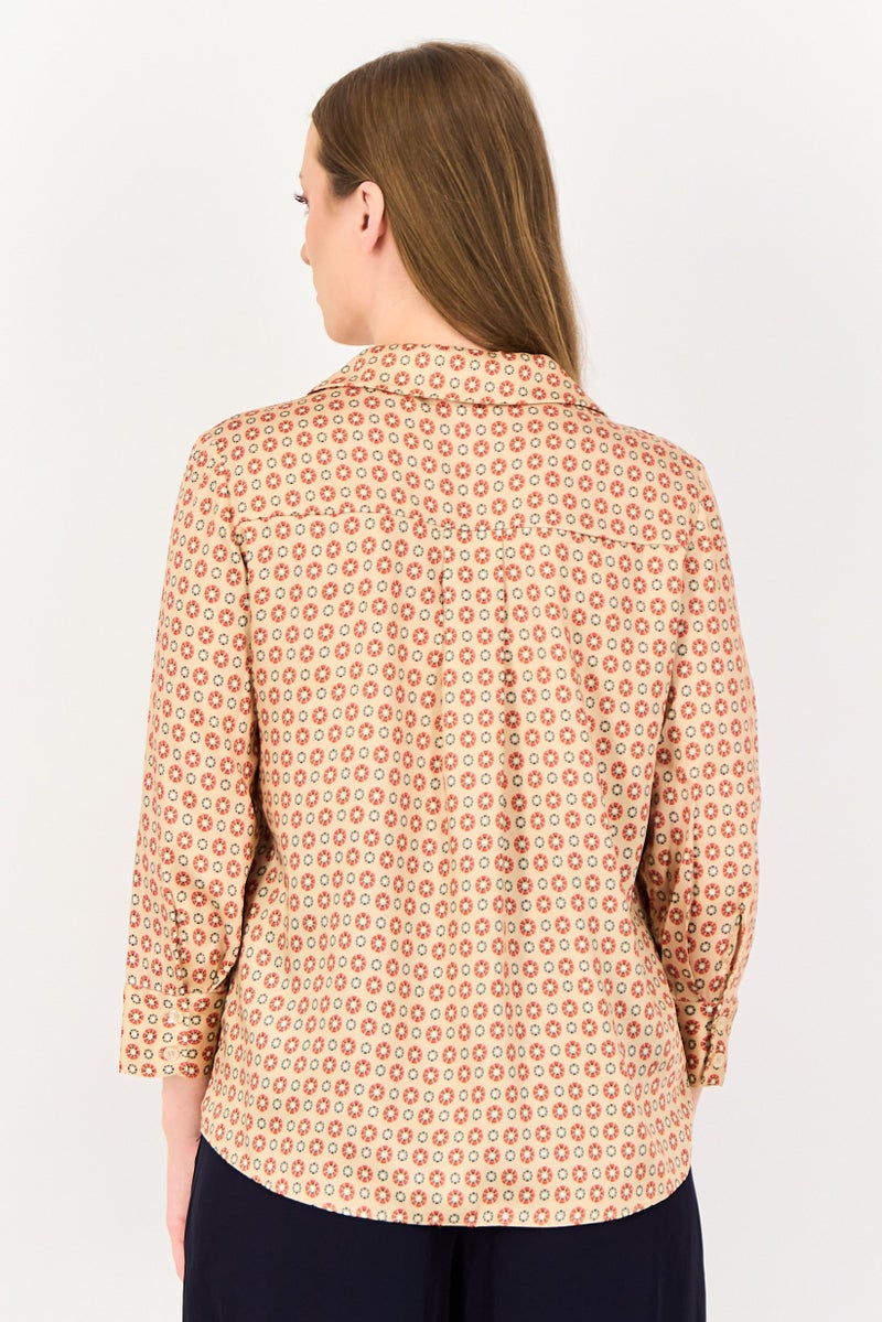 VERO MODA Women Long Sleeve Allover Print Blouse, Multicolor - Image 3