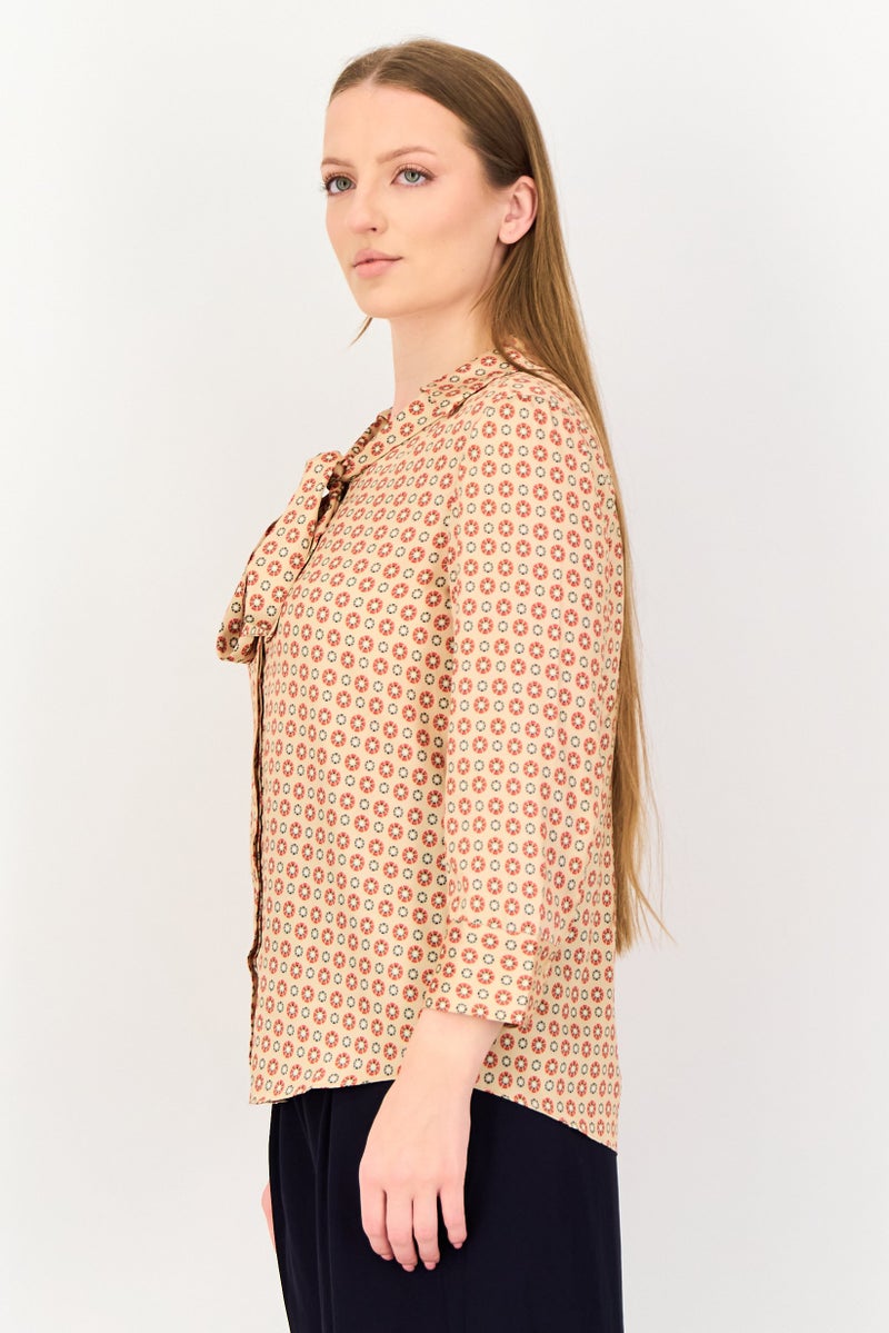 VERO MODA Women Long Sleeve Allover Print Blouse, Multicolor - Image 2