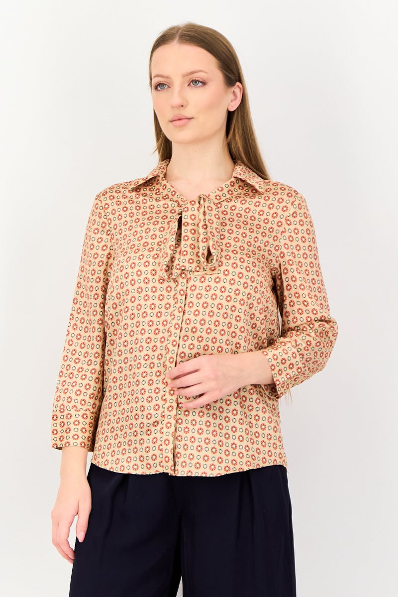 VERO MODA Women Long Sleeve Allover Print Blouse, Multicolor - Image 1