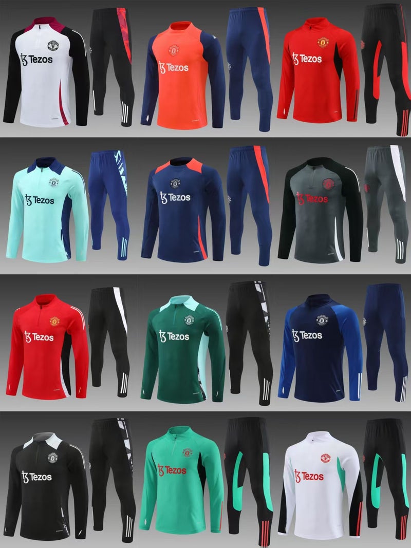 24-25 Red Man Series Winter Long Sleeve Half-Pull Pre-Game Training Suit Adult And Children'S Jersey Same Style Football Suit - Image 2