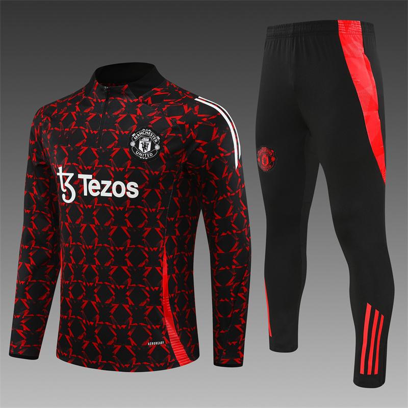 24-25 Red Man Series Winter Long Sleeve Half-Pull Pre-Game Training Suit Adult And Children'S Jersey Same Style Football Suit - Image 1