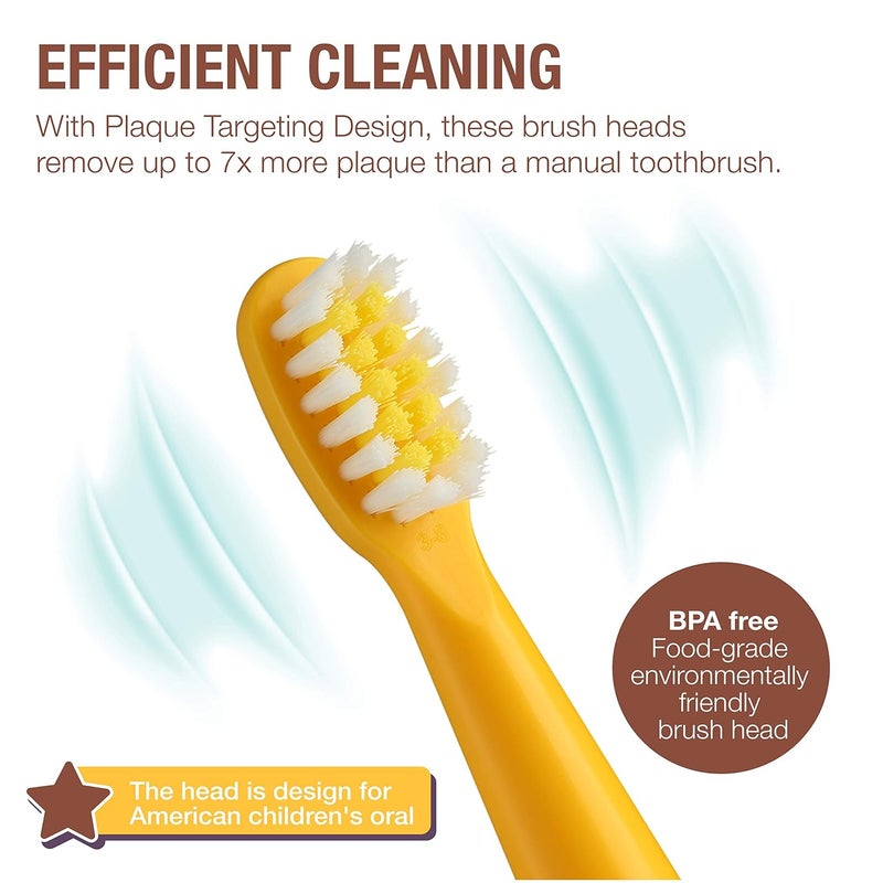 Vekkia Bear Kids Electric Toothbrush Replacement Heads - 7X More Plaque Removal, End-Rounded 3D Curved Soft Bristles, Comfortable & Efficient Clean Teeth, Perfect for Kid Small Mouth, Yelow (4 Pack) - Image 5