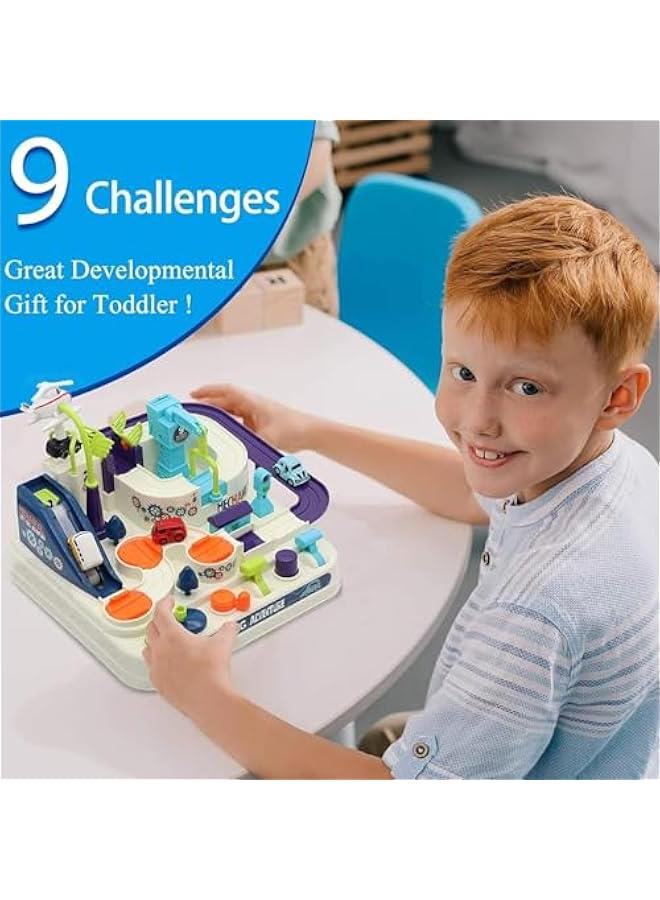 Car Adventure Toys for 3 4 5 6 7 8 Year Old Boys Girls, Race Tracks Toy for Boys with 4 Toy Vehicle, Preschool Educational Toy Car for Boy, Interactive Classic Toys Vehicle, White - Image 4