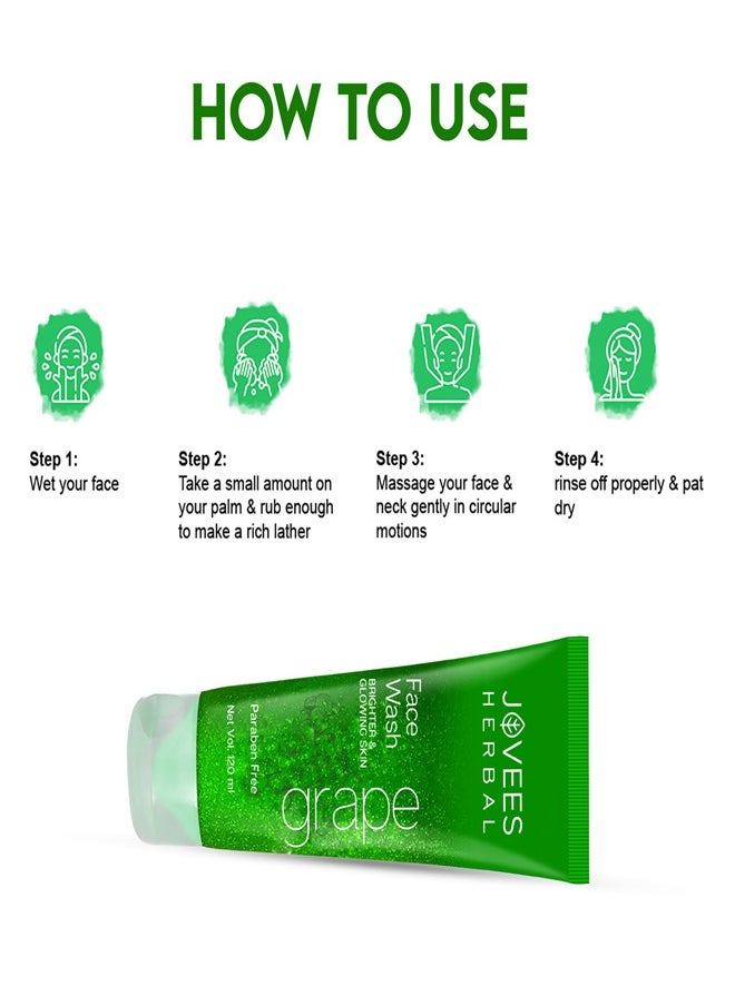 JOVEES HERBAL Jovees Grape Fairness Face Wash 120 Ml  - Image 4