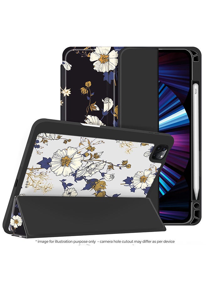 O Ozone Case for iPad 10.2 or Air 3 10.5 2019 Auto Sleep/Wake with Pencil Holder Anti Scratch Soft TPU Floral Protective Shockproof Tablet Case Cover - Black  - Image 5