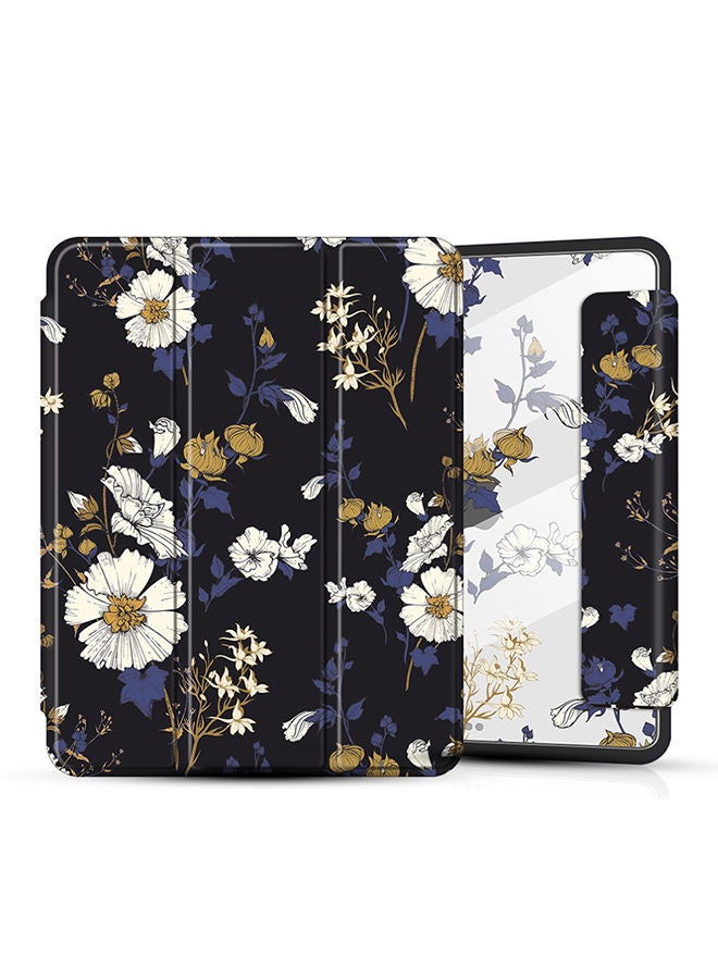 O Ozone Case for iPad 10.2 or Air 3 10.5 2019 Auto Sleep/Wake with Pencil Holder Anti Scratch Soft TPU Floral Protective Shockproof Tablet Case Cover - Black  - Image 1