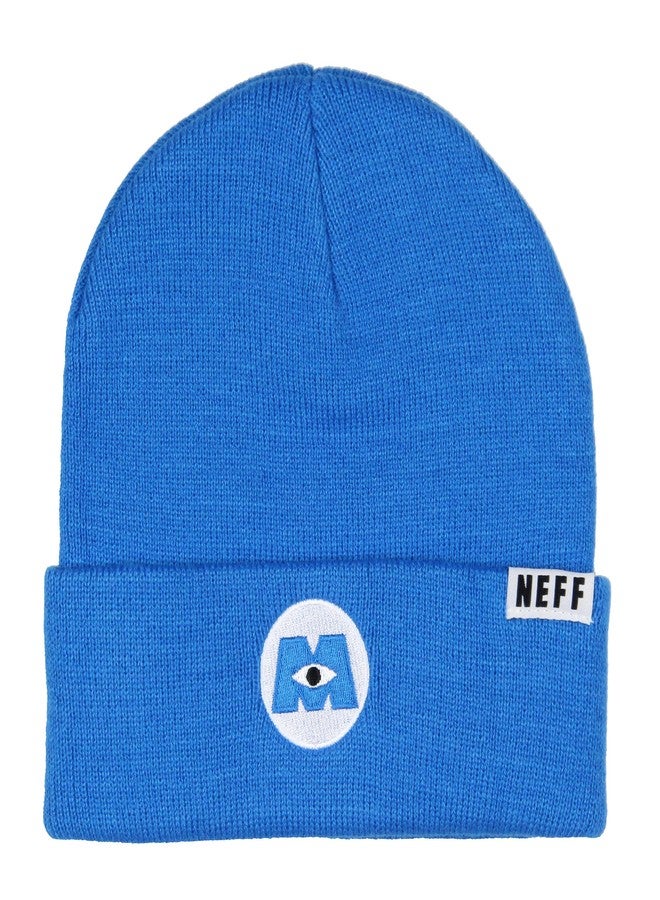 Neff Monsters Inc Embroidered Logo Fold Cuff Adult Beanie OSFM Blue - Image 1