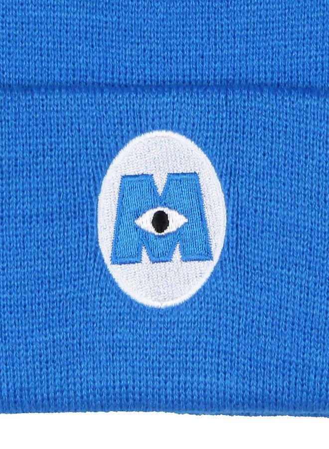 Neff Monsters Inc Embroidered Logo Fold Cuff Adult Beanie OSFM Blue - Image 4