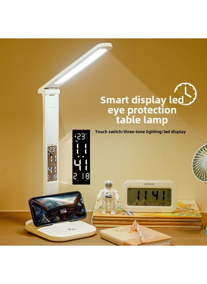Generic - Intelligent Display LED Eye Protection Desk Lamp With Time Student Dormitory Bedside Lamp Desk Reading Multi-function Lamp Cross-border-Specifications:X8plus Charging (2000 MA) Dimmable Color Adjustment - Image 1