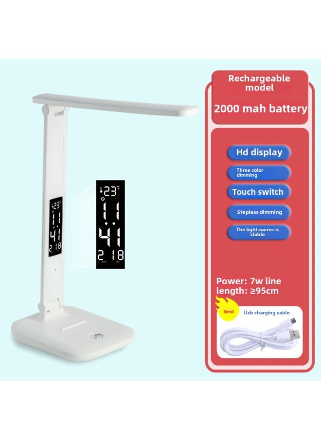 Generic - Intelligent Display LED Eye Protection Desk Lamp With Time Student Dormitory Bedside Lamp Desk Reading Multi-function Lamp Cross-border-Specifications:X8plus Charging (2000 MA) Dimmable Color Adjustment - Image 1