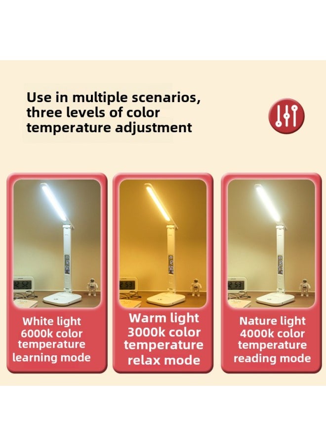 Generic - Intelligent Display LED Eye Protection Desk Lamp With Time Student Dormitory Bedside Lamp Desk Reading Multi-function Lamp Cross-border-Specifications:X8plus Charging (2000 MA) Dimmable Color Adjustment - Image 1