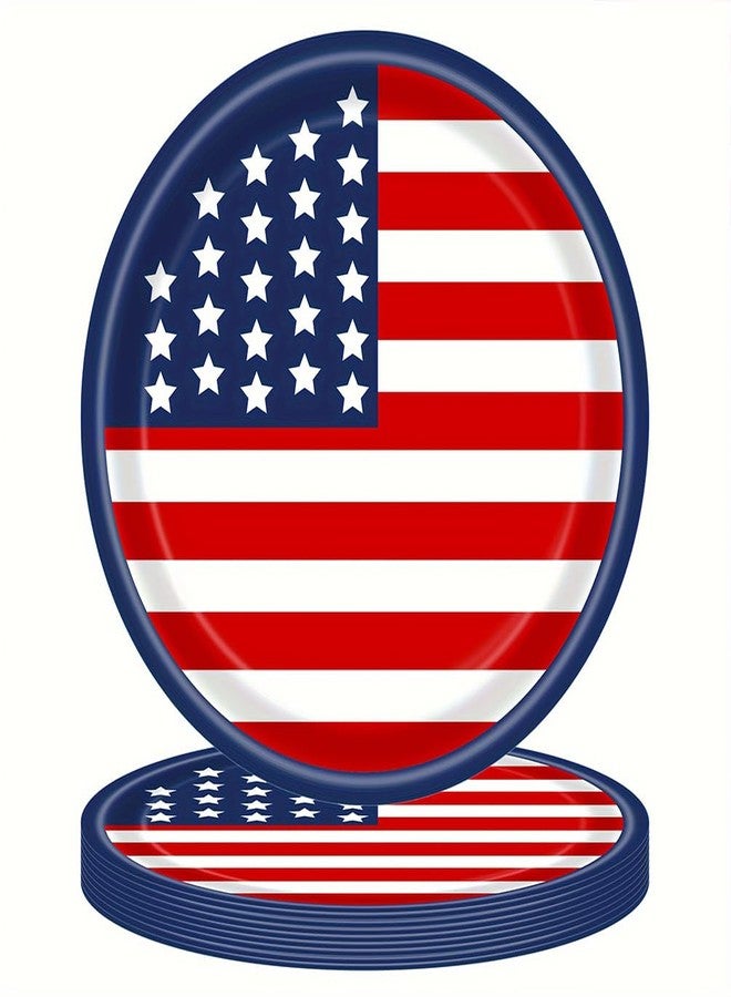 ASVNRES 4th of July Paper Plates Party Theme Paper Plates, 7 Inch American Flag Patriotic Party Supplies Disposable Dinner Round Paper Plates Serve 25 for Independence Day Decorations - Image 1