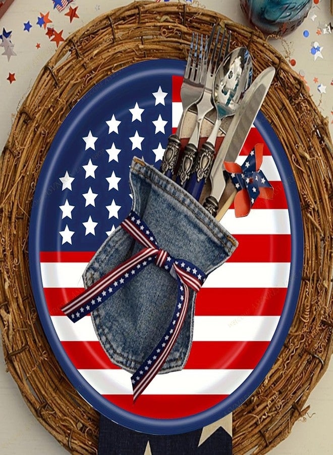 ASVNRES 4th of July Paper Plates Party Theme Paper Plates, 7 Inch American Flag Patriotic Party Supplies Disposable Dinner Round Paper Plates Serve 25 for Independence Day Decorations - Image 3