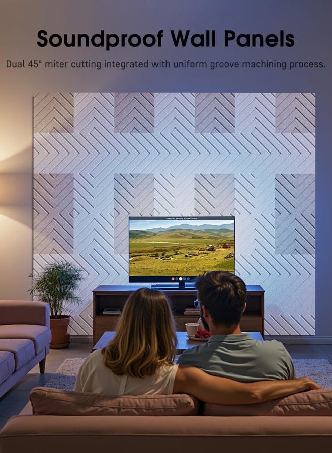 Woovio Sound Proof Foam Panels for Walls, 12 Pack Self-Adhesive Acoustic Panels, 12" X 12" X 0.4" Soundproof Wall Panels for Door, Ceiling, Home Office Beige - Image 2