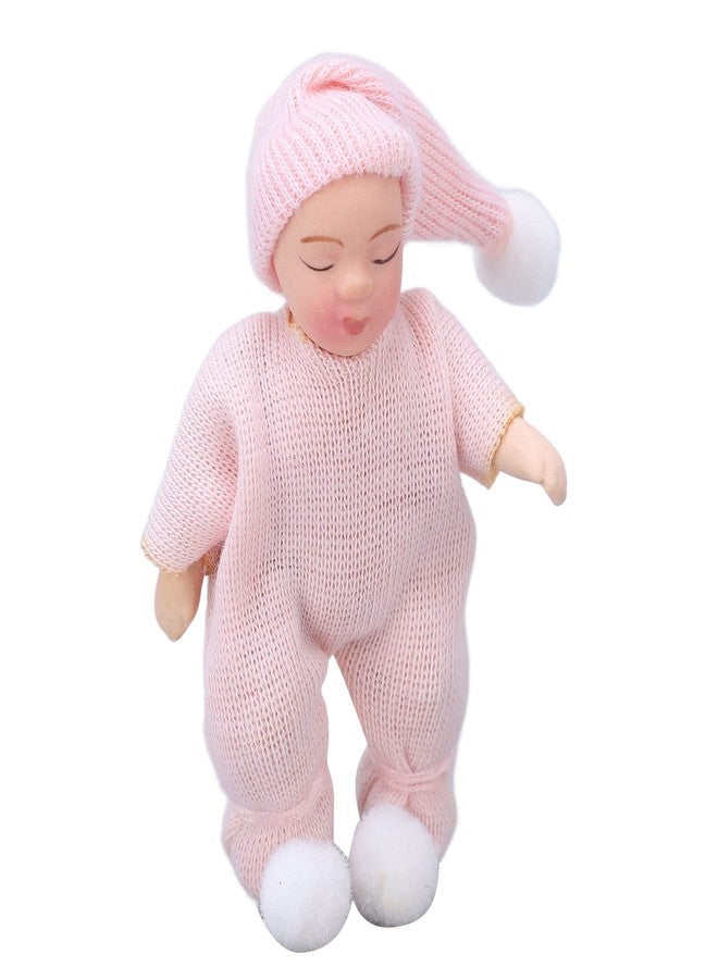 KIMISS Dollhouse Porcelain 1:12 Scale Mini Pink Sweater Dollhouse Miniature Newborn Figure - Image 4